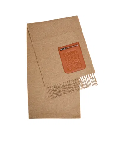 Loewe Anagram Wool-blend Scarf In Brown
