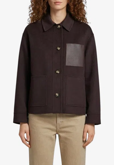 Loewe Anagram Wool-blend Workwear Jacket In Brown