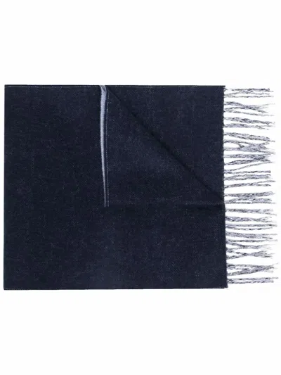 Loewe Anagram Wool-cashmere Blend Scarf In Blue