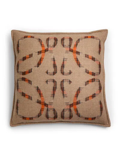 Loewe Anagram Wool-cashmere Cushion In Orange
