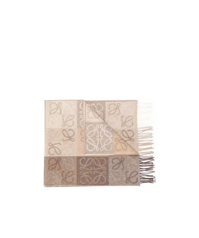 Loewe Anagram Woven Scarf In Nude