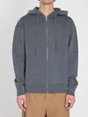 Loewe Anagram Zip Hoodie Featuring Drawstring Hood In Gray