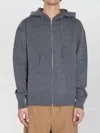 Loewe Anagram Zip Hoodie Featuring Drawstring Hood In Gray