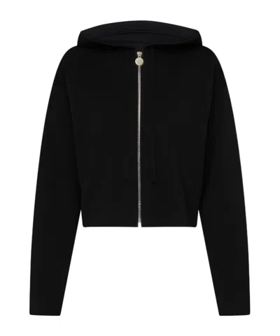 Loewe Anagram Zipper Hooded Sweater In Black