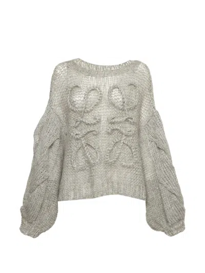 Pre-owned Loewe Anagram-detail Oversized Sweater In Grey