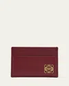 Loewe Anagrame Puffer Card Holder In Leather In Burnt Red