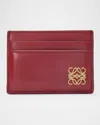 Loewe Anagrame Puffer Card Holder In Leather In Burnt Red