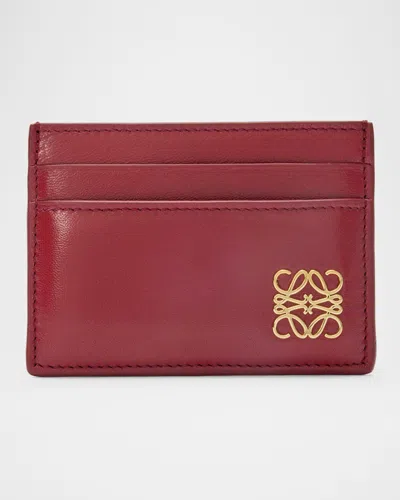 Loewe Anagrame Puffer Card Holder In Leather In Red