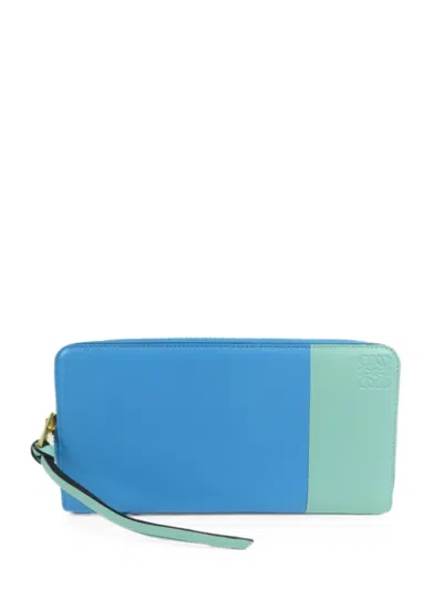 Pre-owned Loewe Anagram-embossed Panelled Wallet In Blue