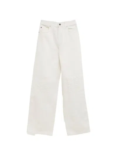 Loewe Anagram-embroidered Baggy Jeans In White