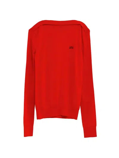 Loewe Anagram-embroidered Boat-neck Sweater In Red