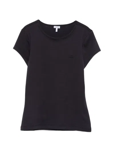 Loewe Anagram-embroidered Bow-detail T-shirt In Black