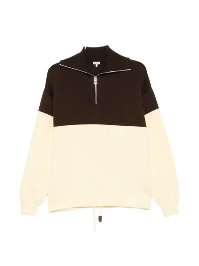 Loewe Anagram-embroidered Colour-block Sweater In Brown