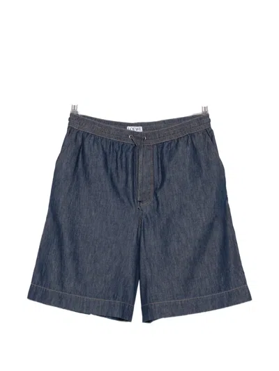 Loewe Anagram-embroidered Drawstring Shorts In Blue