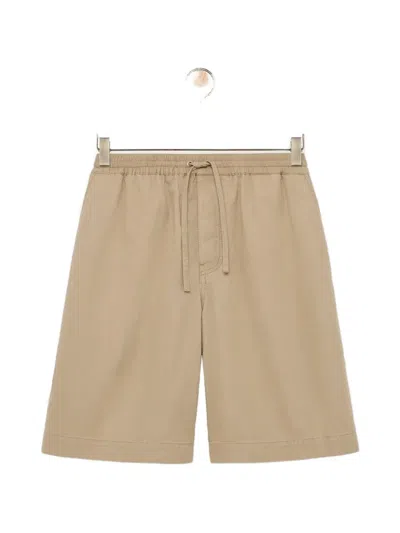 Loewe Straight-leg Cotton Drawstring Shorts In Neutral