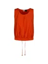 Loewe Anagram-embroidered Drawstring-hem Blouse In Red