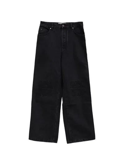 Loewe Anagram-embroidered Jeans In Black