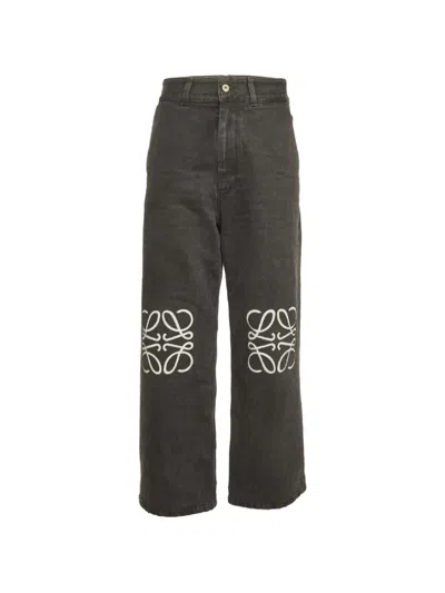 Pre-owned Loewe Anagram-embroidered Jeans In Black