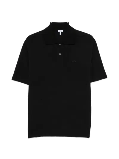 Loewe Anagram-embroidered Polo Shirt In Black