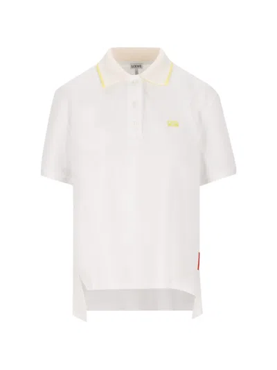 Loewe Anagram-embroidered Polo Shirt In White