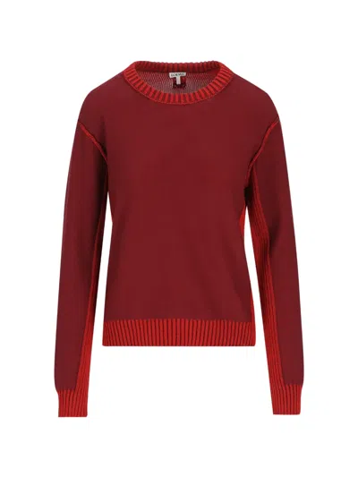 Loewe Anagram-embroidered Ribbed-trim Sweater In Red