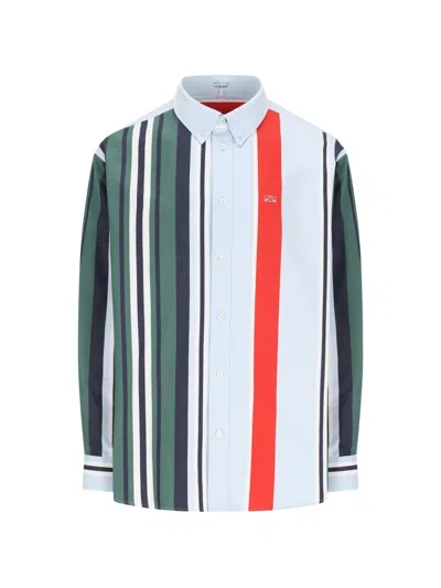 Loewe Anagram-embroidered Stripe-print Shirt In Blue