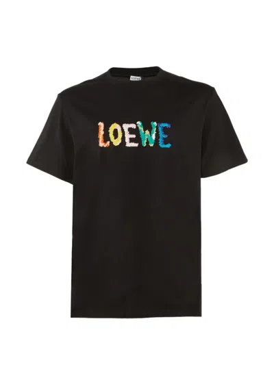 Pre-owned Loewe Anagram-embroidered T-shirt In Black