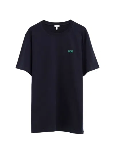 Loewe Anagram-embroidered T-shirt In Blue