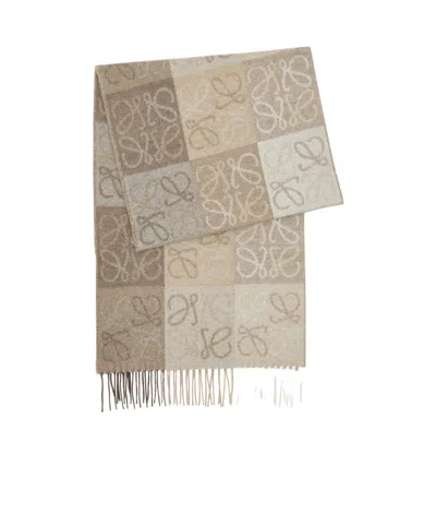 Loewe Anagram-intarsia Wool-blend Scarf In Multi