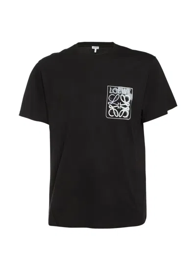 Pre-owned Loewe Anagram-logo Cotton T-shirt In Black