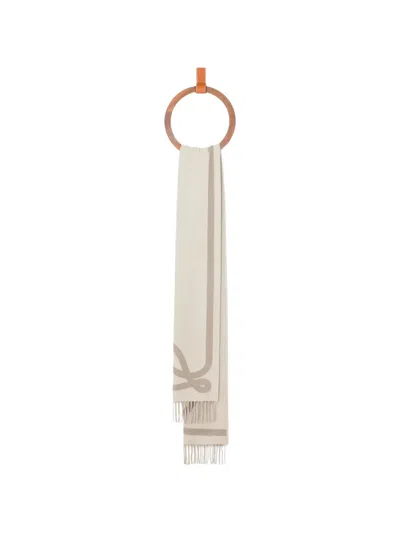Loewe Anagram-motif Fringed Scarf In Neutral