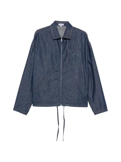 Loewe Anagram-patch Zip-fastening Jacket In Blue