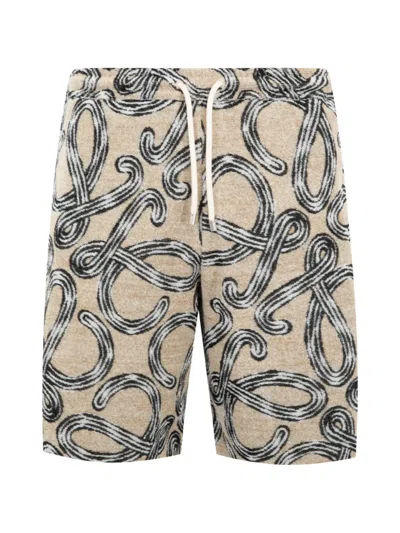 LOEWE ANAGRAM-PATTERN DRAWSTRING SHORTS