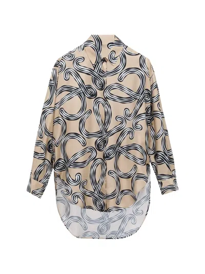 Loewe Anagram-print Relaxed-fit Shirt In Nude