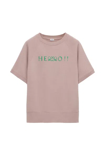 Loewe Anagram-print Short-sleeve Sweater In Multi