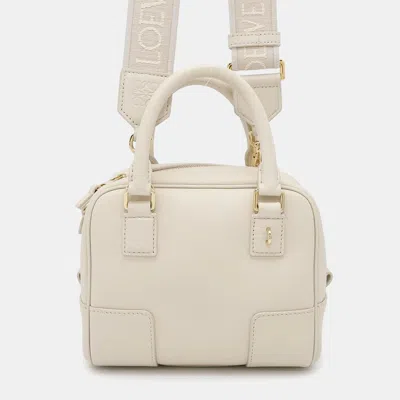 Pre-owned Loewe Angola Mini Amazona 16 Square Leather Bag In White
