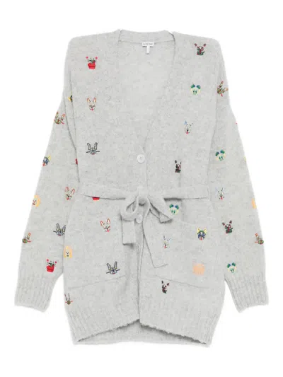 Loewe Animal-embroidered Cardigan In Multi