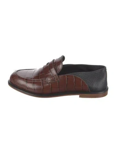 Pre-owned Loewe Animal Print Loafers In Brown