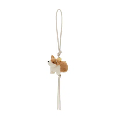 Loewe Corgi Leather-trimmed Wool-felt And Gold-tone Bag Charm In Multi