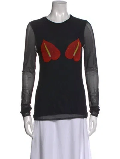 Pre-owned Loewe Anthurium Graphic Print Top In Black