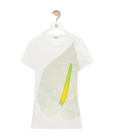 Loewe Anthurium T-shirt With Round Neck In White