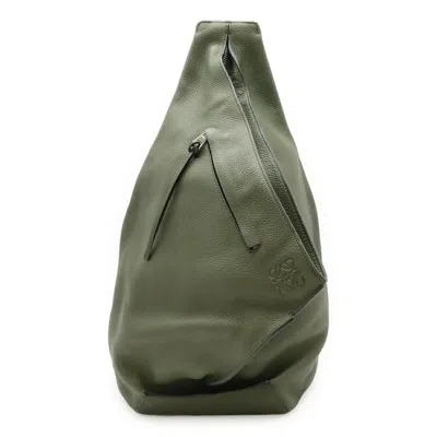 Pre-owned Loewe Anton Green Khaki Leather Sling Bag () In Multi