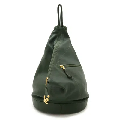 Pre-owned Loewe Anton Khaki Leather Backpack Pouch () In Brown