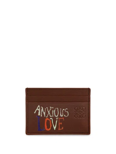 Loewe Richard Hawkins Printed Leather Cardholder In Brown