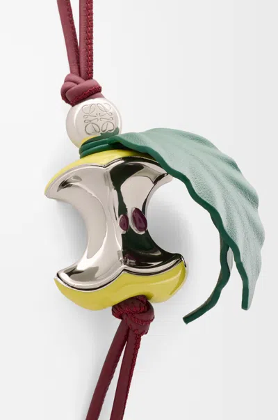 Loewe Apple Charm In Brass And Leather Skin For Woman In Metallic