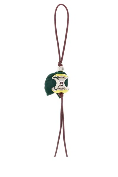 Loewe Apple Charm Leather And Silver-tone Bag Charm In Multi