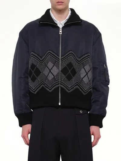 Loewe Argyle Bomber Jacket In Blue