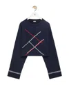 Loewe Argyle Short Woolen Sweater In Blue