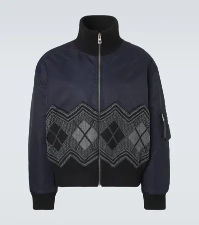 Loewe Argyle Technical Twill Jacket In Blue