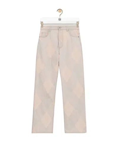 Loewe Argyle-pattern Buckle-detail Jeans In Neutral